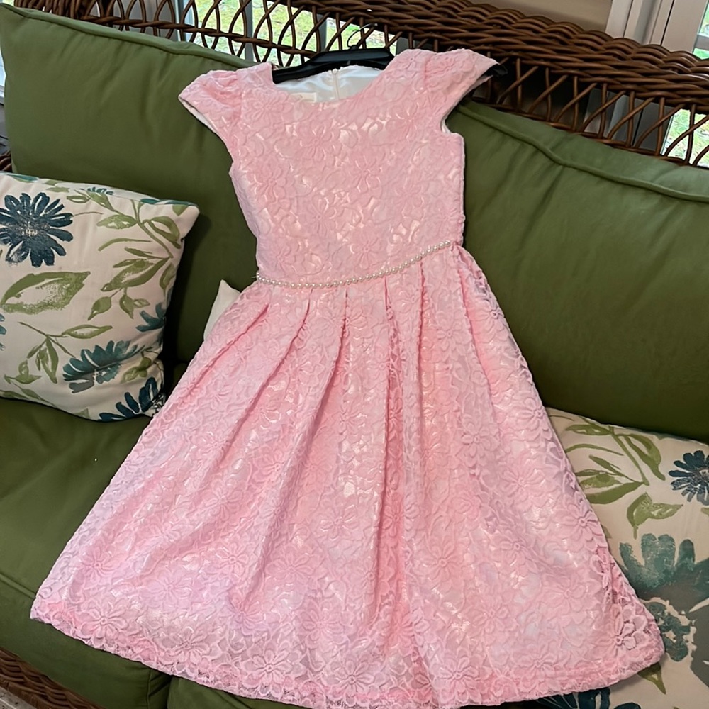 American Princess pink lace overlay dress